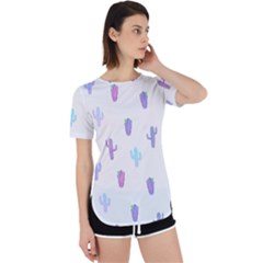 Purple And Blue Cacti Perpetual Short Sleeve T-shirt by SychEva