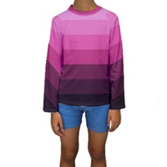 Pink Gradient Stripes Kids  Long Sleeve Swimwear by Dazzleway