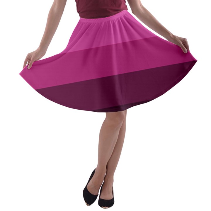 Pink gradient stripes A-line Skater Skirt