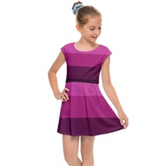 Pink Gradient Stripes Kids  Cap Sleeve Dress by Dazzleway