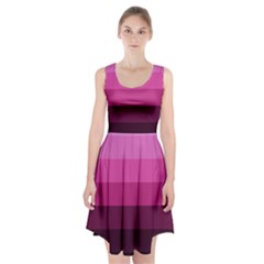 Pink Gradient Stripes Racerback Midi Dress by Dazzleway