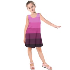 Pink Gradient Stripes Kids  Sleeveless Dress by Dazzleway