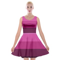 Pink Gradient Stripes Velvet Skater Dress by Dazzleway