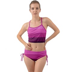 Pink Gradient Stripes Mini Tank Bikini Set by Dazzleway