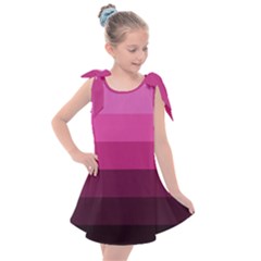 Pink Gradient Stripes Kids  Tie Up Tunic Dress by Dazzleway