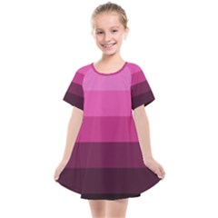 Pink Gradient Stripes Kids  Smock Dress by Dazzleway