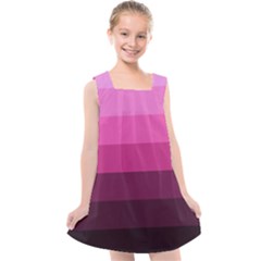 Pink Gradient Stripes Kids  Cross Back Dress by Dazzleway