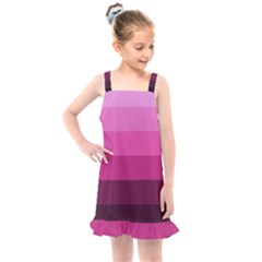 Pink Gradient Stripes Kids  Overall Dress by Dazzleway