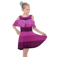 Pink Gradient Stripes Kids  Shoulder Cutout Chiffon Dress by Dazzleway