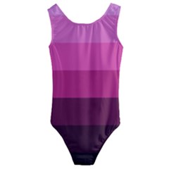 Pink Gradient Stripes Kids  Cut-out Back One Piece Swimsuit by Dazzleway