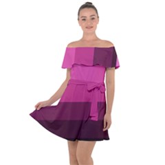 Pink Gradient Stripes Off Shoulder Velour Dress by Dazzleway