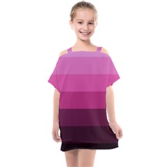 Pink Gradient Stripes Kids  One Piece Chiffon Dress by Dazzleway