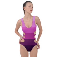 Pink Gradient Stripes Side Cut Out Swimsuit by Dazzleway