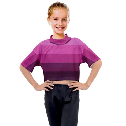 Pink Gradient Stripes Kids Mock Neck Tee by Dazzleway