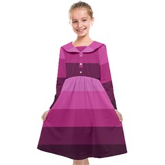 Pink Gradient Stripes Kids  Midi Sailor Dress by Dazzleway