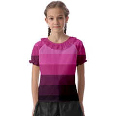 Pink Gradient Stripes Kids  Frill Chiffon Blouse by Dazzleway