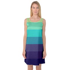 Blue Gradient Stripes  Sleeveless Satin Nightdress by Dazzleway