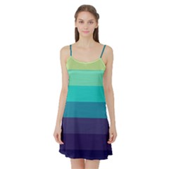 Blue Gradient Stripes  Satin Night Slip by Dazzleway