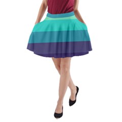 Blue Gradient Stripes  A-line Pocket Skirt by Dazzleway