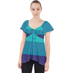 Blue Gradient Stripes  Lace Front Dolly Top by Dazzleway