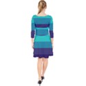 Blue gradient stripes  Quarter Sleeve Front Wrap Dress View2