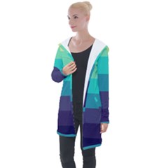 Blue Gradient Stripes  Longline Hooded Cardigan by Dazzleway