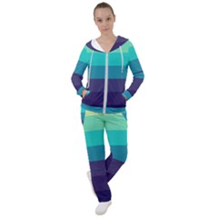 Blue Gradient Stripes  Women s Tracksuit by Dazzleway