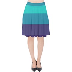 Blue Gradient Stripes  Velvet High Waist Skirt by Dazzleway