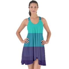 Blue Gradient Stripes  Show Some Back Chiffon Dress by Dazzleway