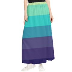 Blue Gradient Stripes  Maxi Chiffon Skirt