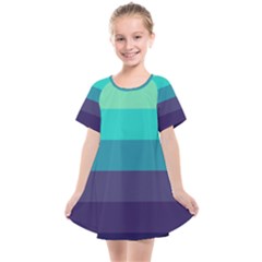 Blue Gradient Stripes  Kids  Smock Dress by Dazzleway