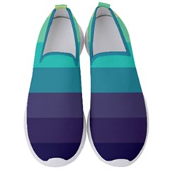 Blue Gradient Stripes  Men s Slip On Sneakers by Dazzleway