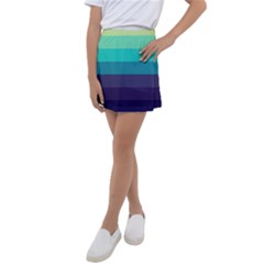 Blue Gradient Stripes  Kids  Tennis Skirt by Dazzleway