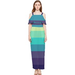 Blue Gradient Stripes  Draped Sleeveless Chiffon Jumpsuit