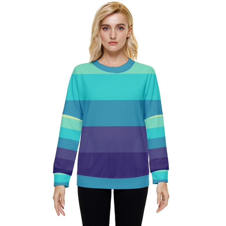 Blue gradient stripes  Hidden Pocket Sweatshirt