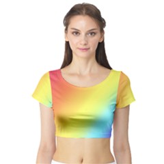 Rainbow Gradient  Short Sleeve Crop Top by Dazzleway