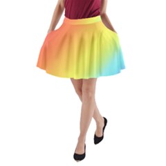 Rainbow Gradient  A-line Pocket Skirt by Dazzleway