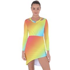 Rainbow Gradient  Asymmetric Cut-out Shift Dress by Dazzleway