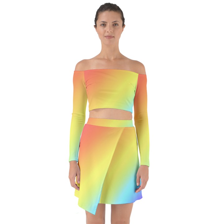 Rainbow gradient  Off Shoulder Top with Skirt Set