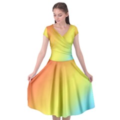 Rainbow Gradient  Cap Sleeve Wrap Front Dress by Dazzleway