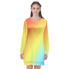 Rainbow Gradient  Long Sleeve Chiffon Shift Dress  by Dazzleway