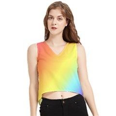 Rainbow Gradient  V-neck Cropped Tank Top by Dazzleway