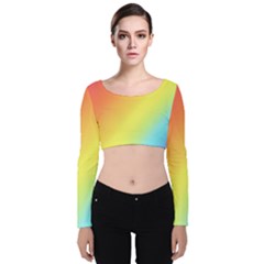 Rainbow Gradient  Velvet Long Sleeve Crop Top by Dazzleway