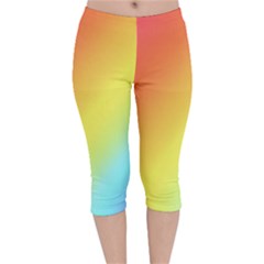 Rainbow Gradient  Velvet Capri Leggings  by Dazzleway