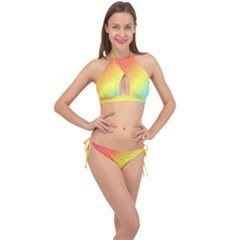 Rainbow Gradient  Cross Front Halter Bikini Set by Dazzleway