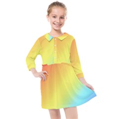 Rainbow Gradient  Kids  Quarter Sleeve Shirt Dress by Dazzleway