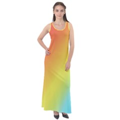 Rainbow Gradient  Sleeveless Velour Maxi Dress by Dazzleway