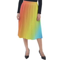 Rainbow Gradient  Classic Velour Midi Skirt  by Dazzleway