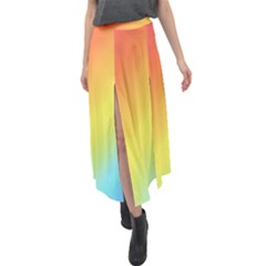 Rainbow Gradient  Velour Split Maxi Skirt by Dazzleway