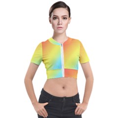 Rainbow Gradient  Short Sleeve Cropped Jacket by Dazzleway